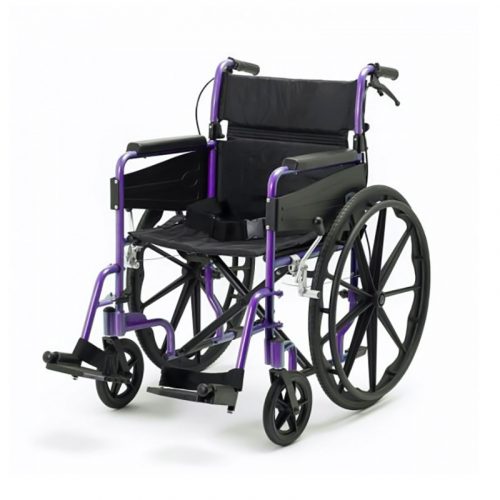 Wide Wheelchair with Purple Frame