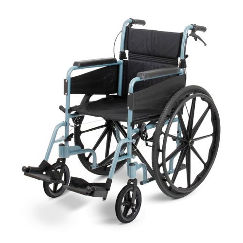 Narrow Wheelchair with Silver Frame