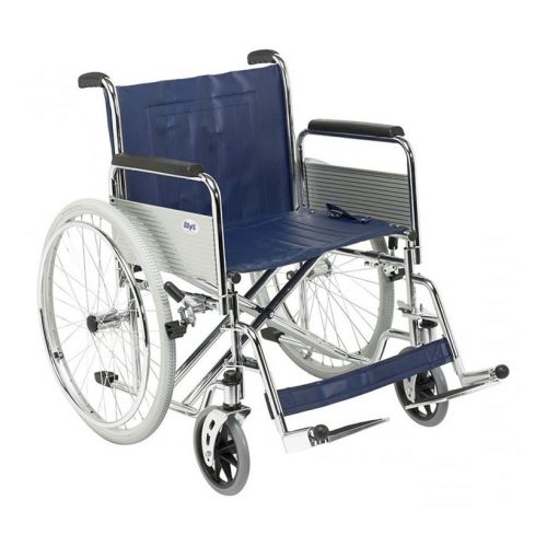 Heavy duty, self-propelled wheelchair with large rear wheels