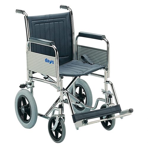 Heavy Duty Transit Wheelchair with Dark Upholstery