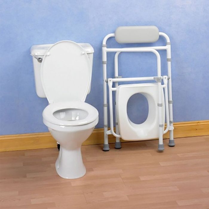 Toilet with compact closed toilet frame beside